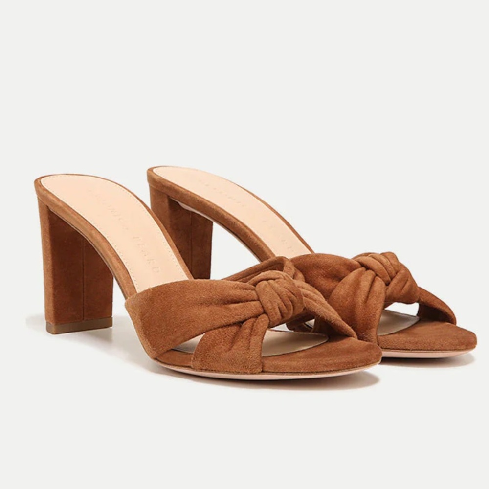 New Veronica Beard Brown Suede Bow Heeled Sandals